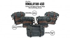 For Royal Enfield Himalayan 450 Canvas Trail Pannier Bags And Duffle Bag Brown - SPAREZO